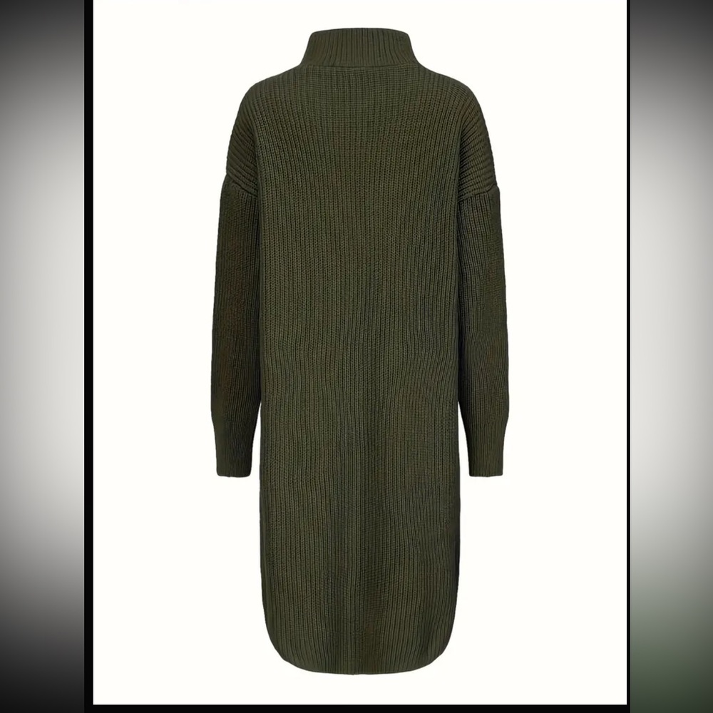 Oversized Button Front Long Sleeve Turtleneck Car… - image 2